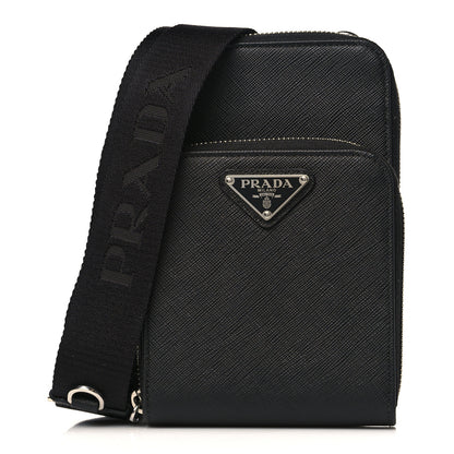 Prada Saffiano Phone Crossbody Pouch Black 1 of 8