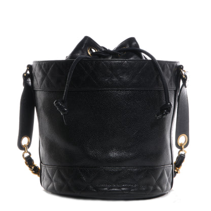 Chanel Caviar Drawstring Bucket Shoulder Bag Black 1 of 10