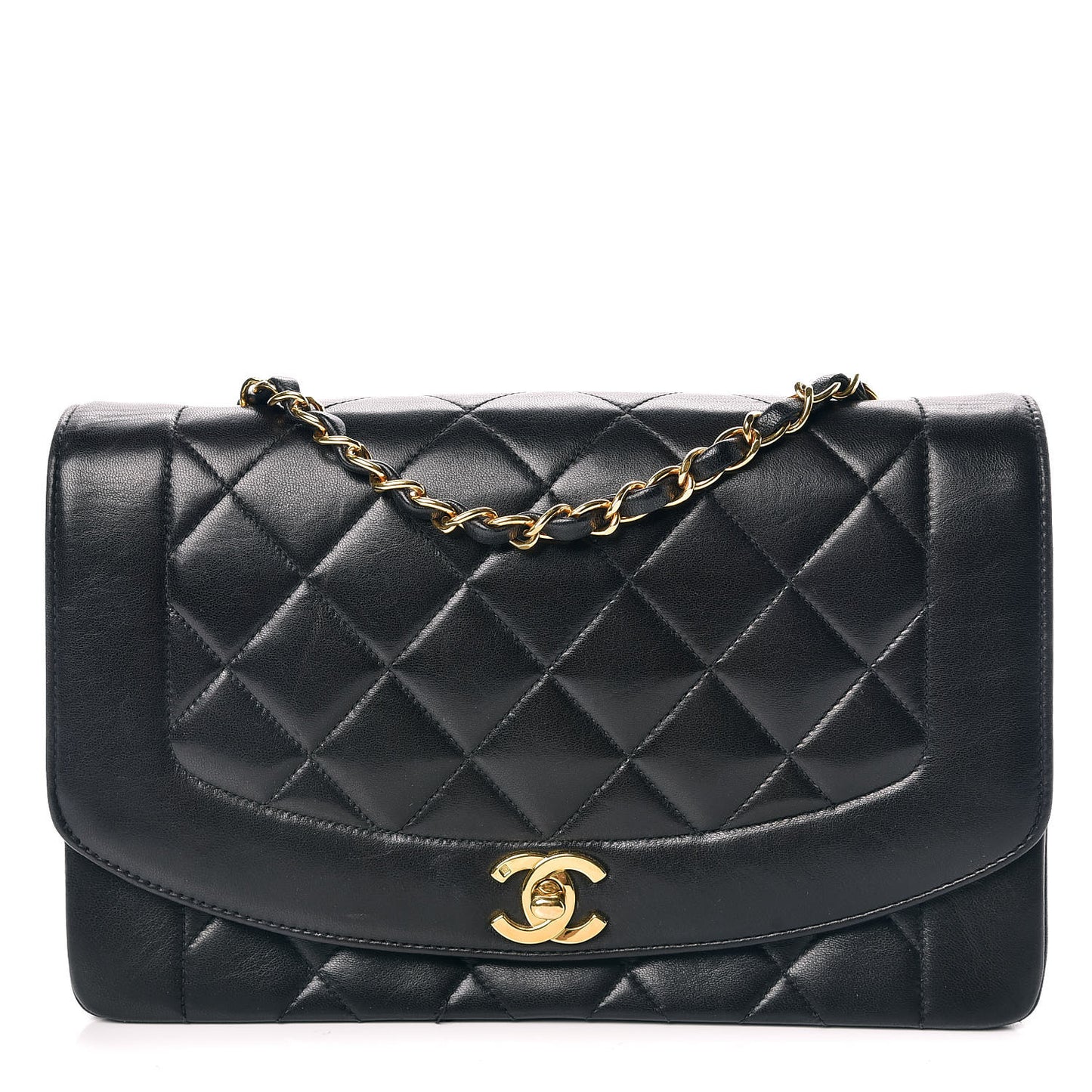 Lambskin Quilted Medium Single Flap Black