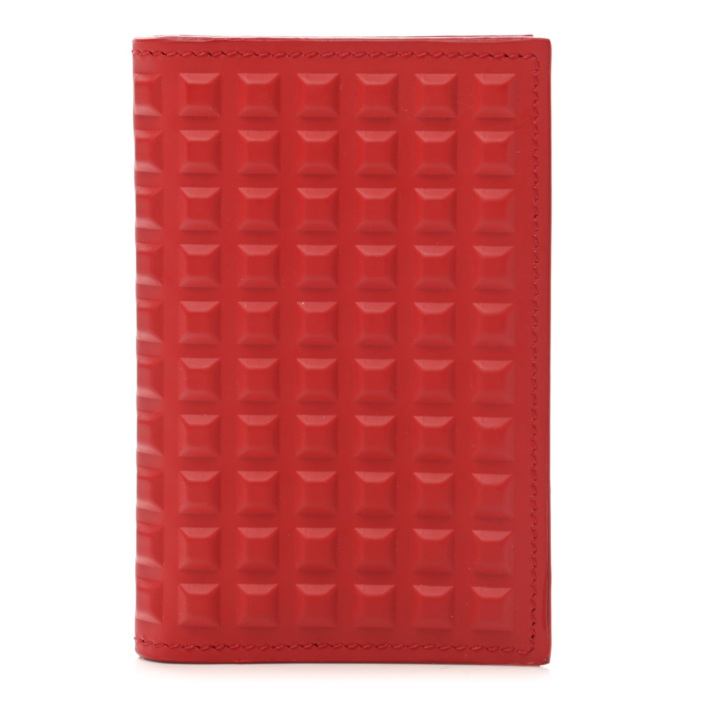 Calfskin Grid Embossed Passport Cover Rouge Vermillon