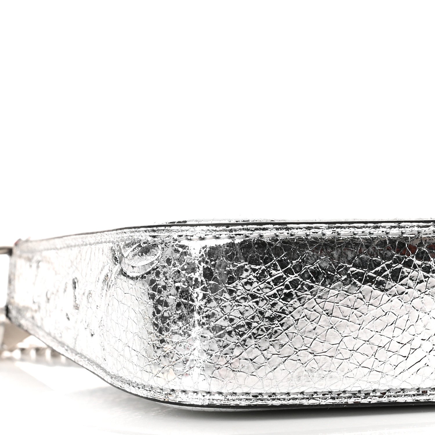 Christian Louboutin Metallic Textured Calfskin Loubila Chain Clutch Silver 7 of 11