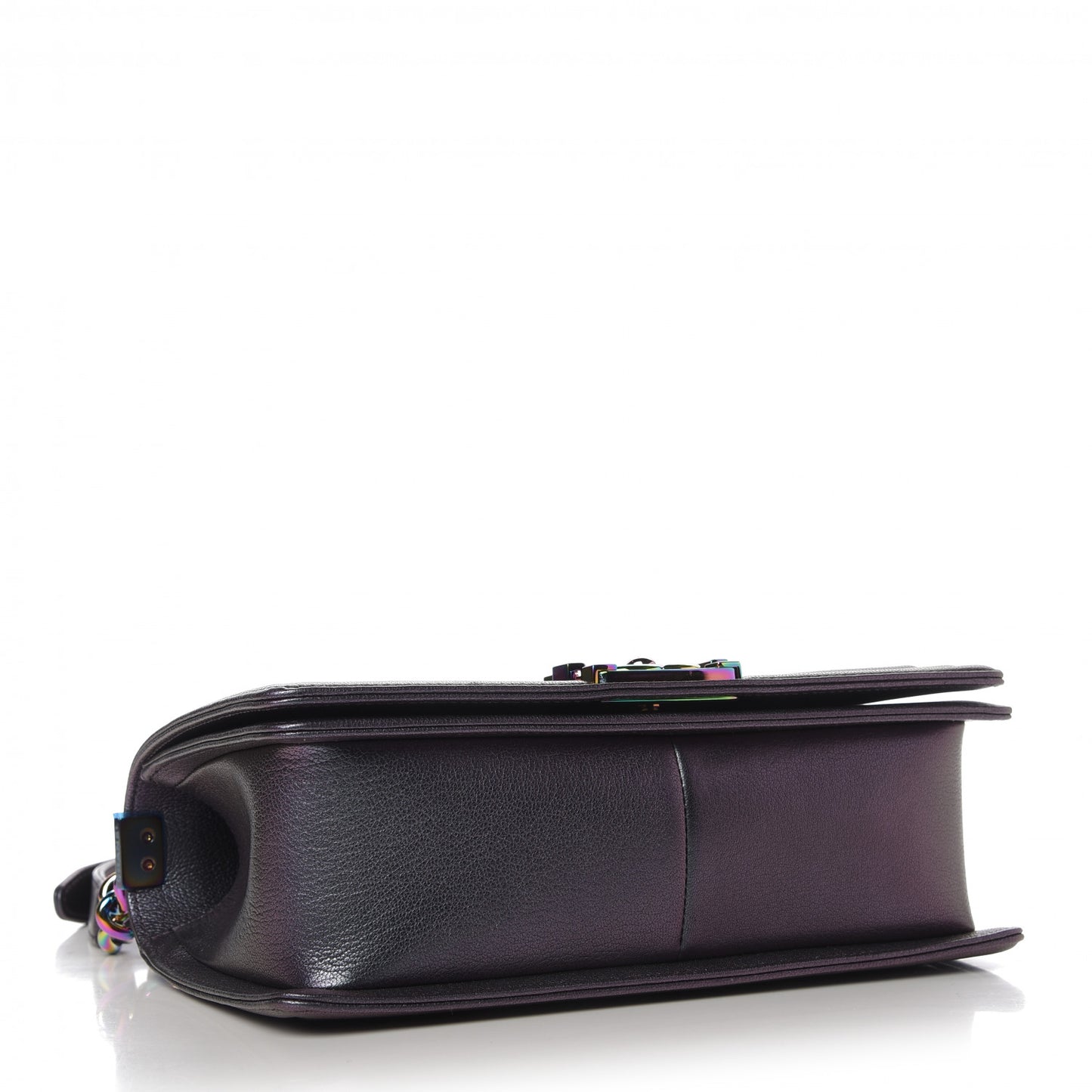 Iridescent Goatskin Quilted Medium Boy Flap Purple