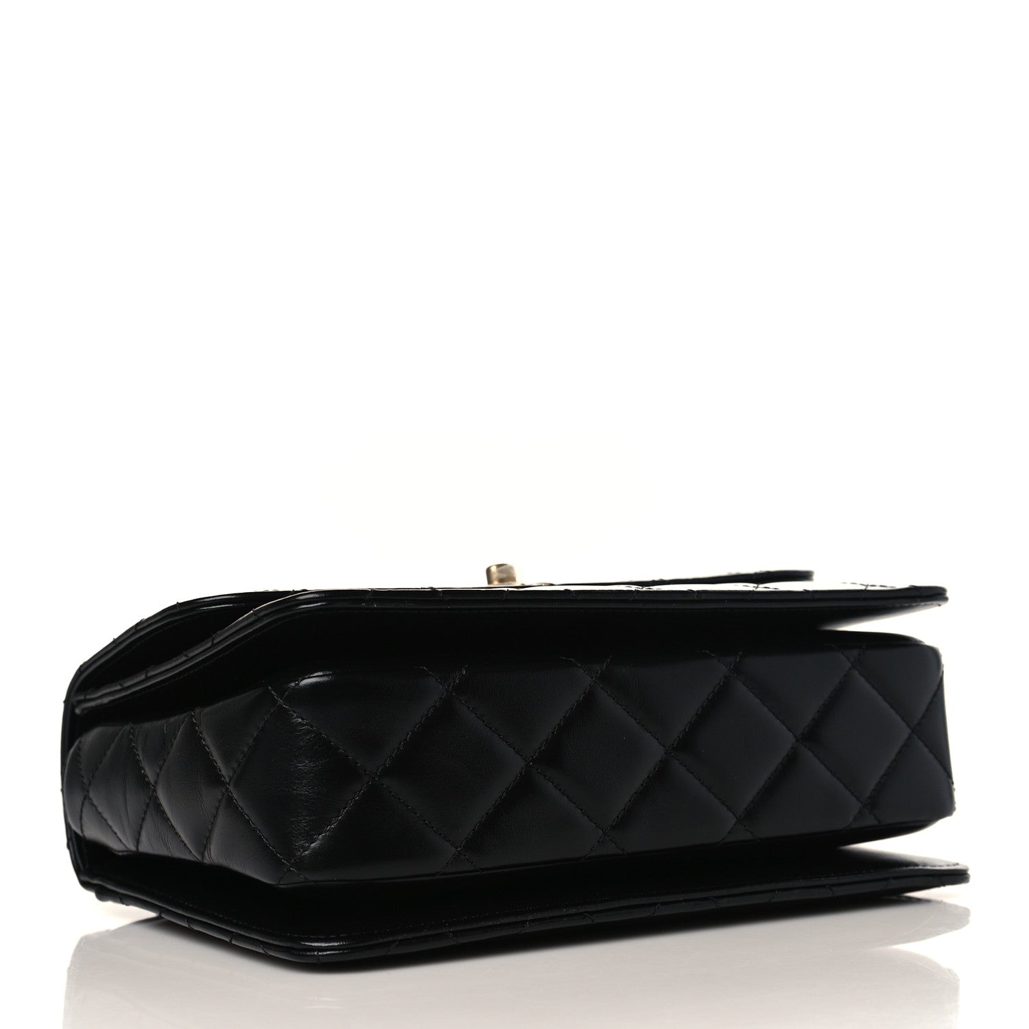 Chanel Shiny Calfskin Quilted Small Chain Top Handle Flap Black 4 of 9