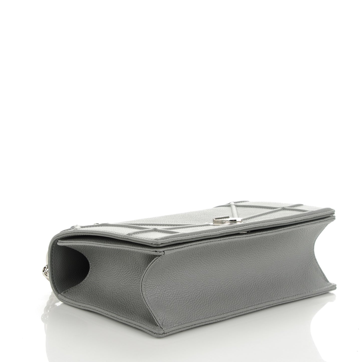 Grained Calfskin Medium Diorama Flap Bag Grey