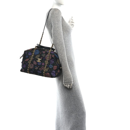 Chanel Denim Printed Destination Chenonceau Shoulder Bag Charcoal Multicolor 2 of 10