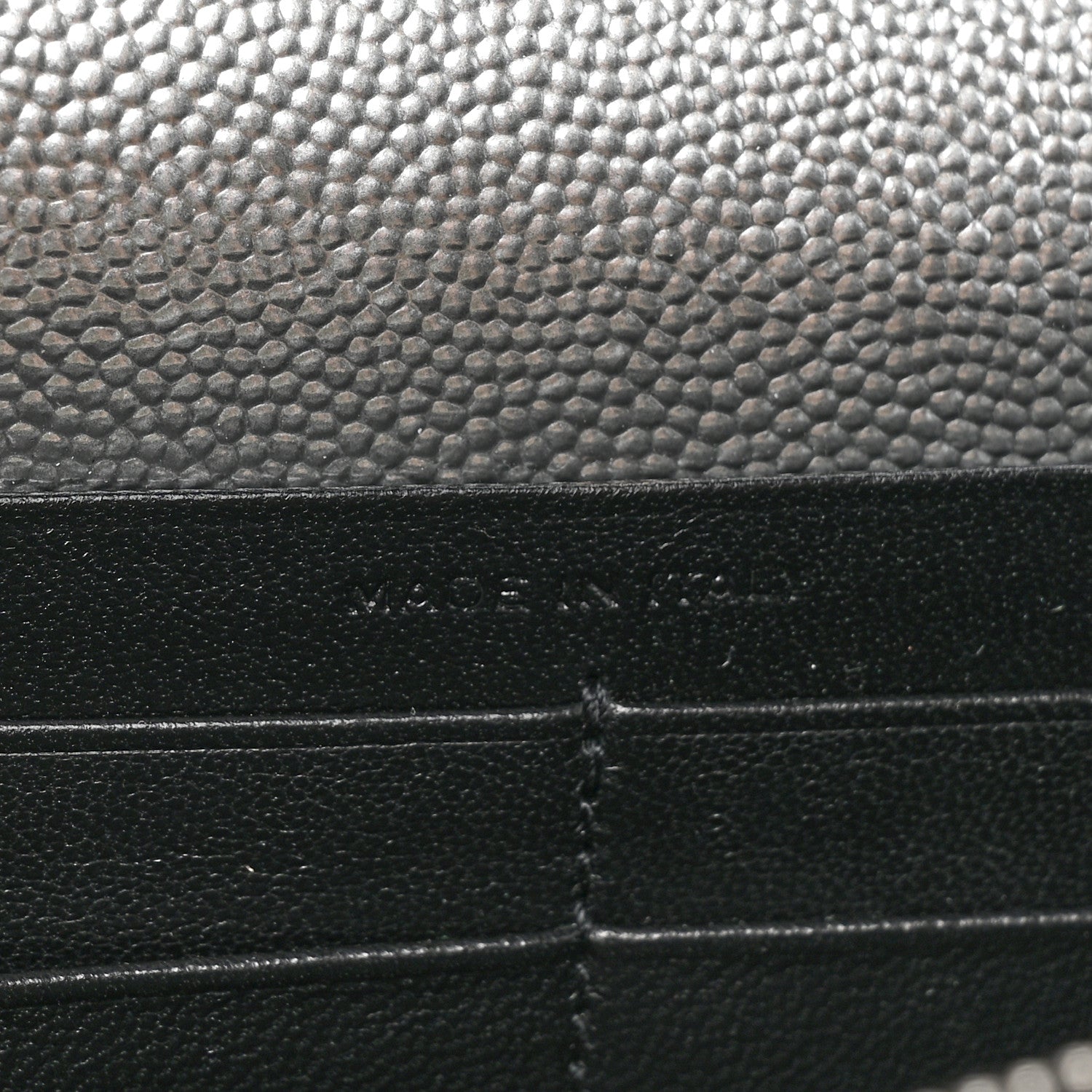 Saint Laurent Metallic Grain De Poudre Clasic Monogram Kate Tassel Chain Wallet Argento 8 of 16