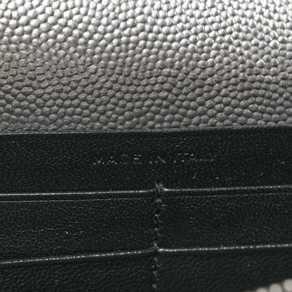 Saint Laurent Metallic Grain De Poudre Clasic Monogram Kate Tassel Chain Wallet Argento 8 of 16