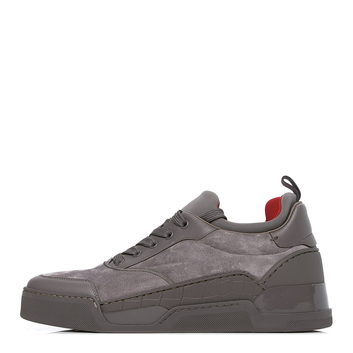 Calfskin Neoprene Veau Velours Mens Aurelien Flat Sneakers 40.5 Storm