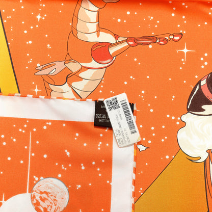 Hermes Silk Space Derby Scarf 90 Orange Creme Roux 4 of 4
