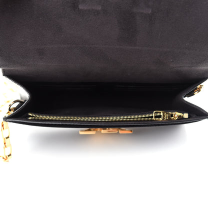 Louis Vuitton Calfskin Chain Louise MM Black 5 of 10