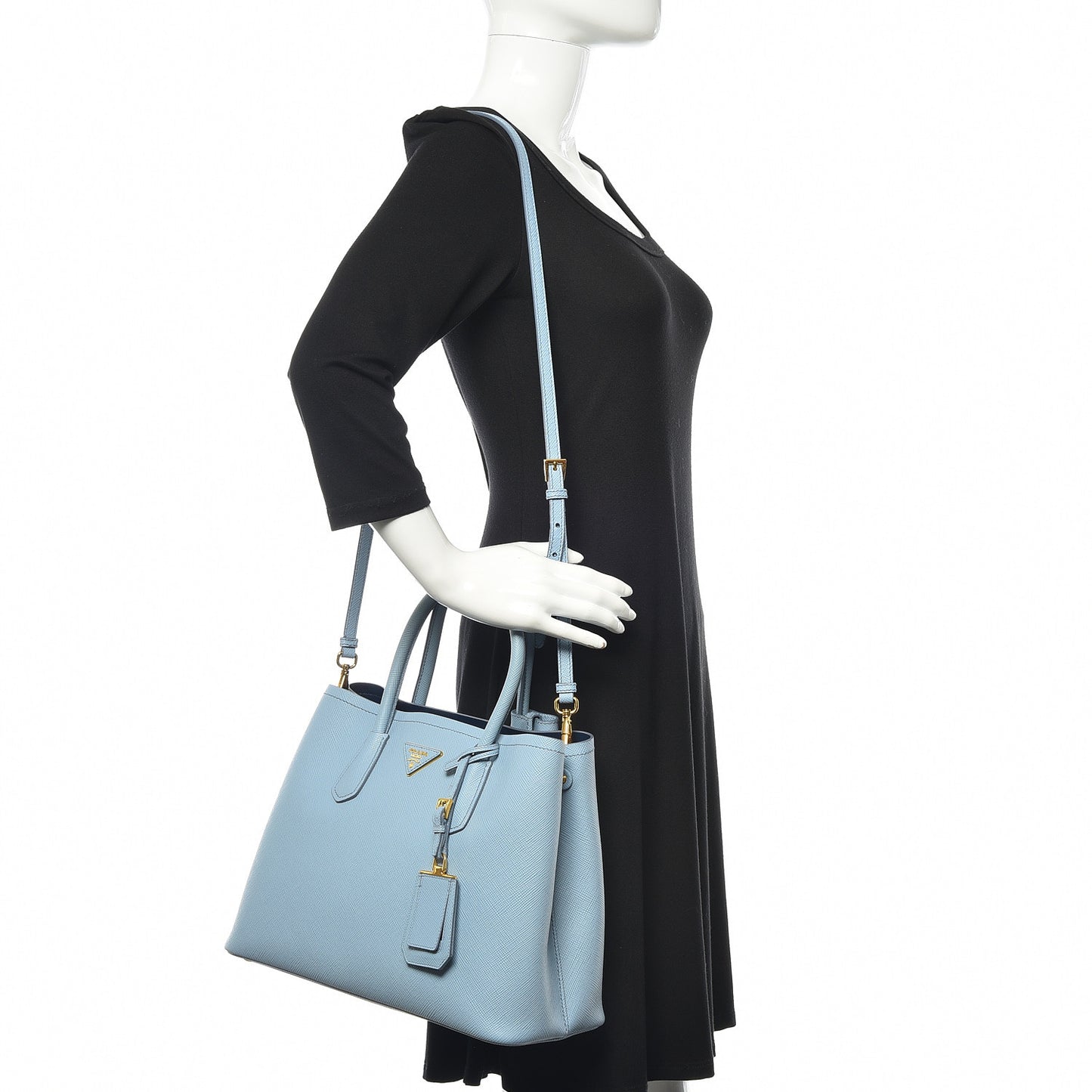 Saffiano Cuir Medium Double Bag Astrale Blue