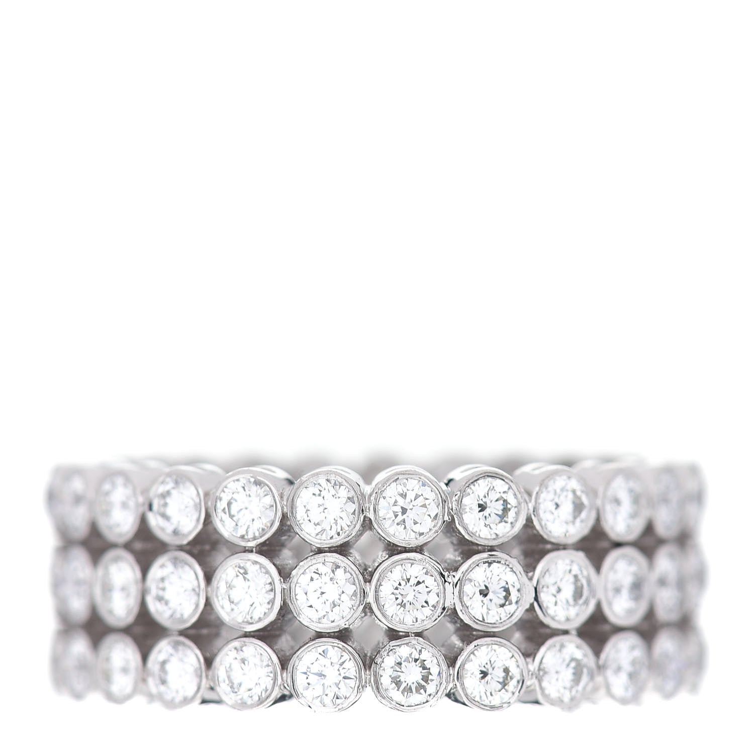 Tiffany Platinum Diamond Jazz Three-Row Band Ring 49 4.75 1 of 4