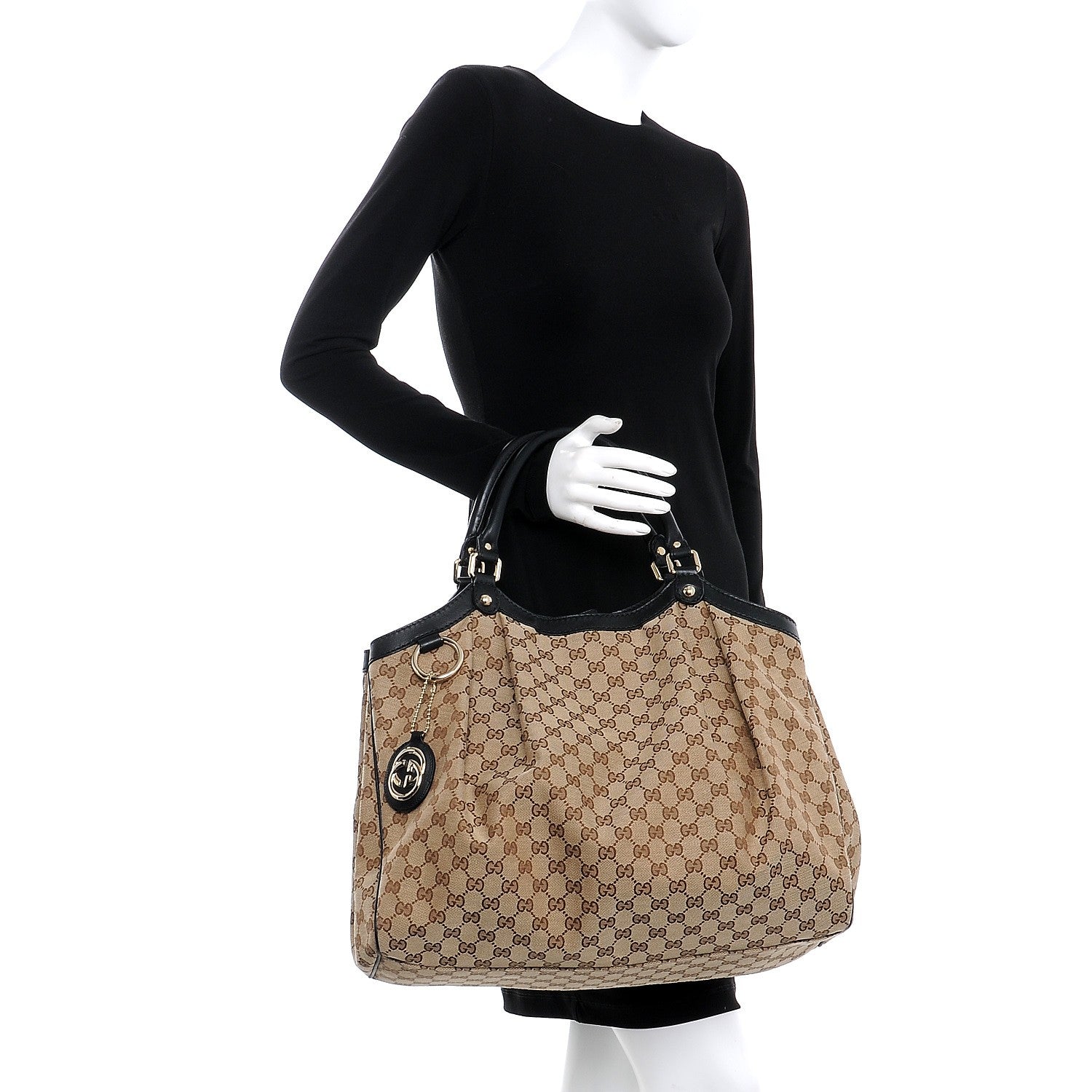 Gucci Monogram Large Sukey Tote Beige Ebony Black 2 of 7