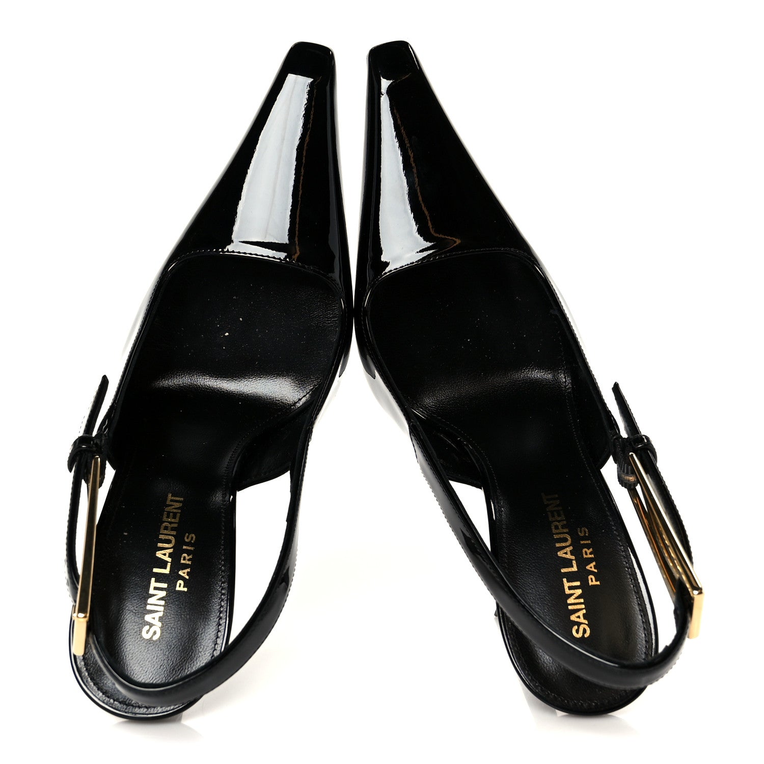 Saint Laurent Glazed Calfskin Lee Slingback Pumps 35 Black 2 of 10