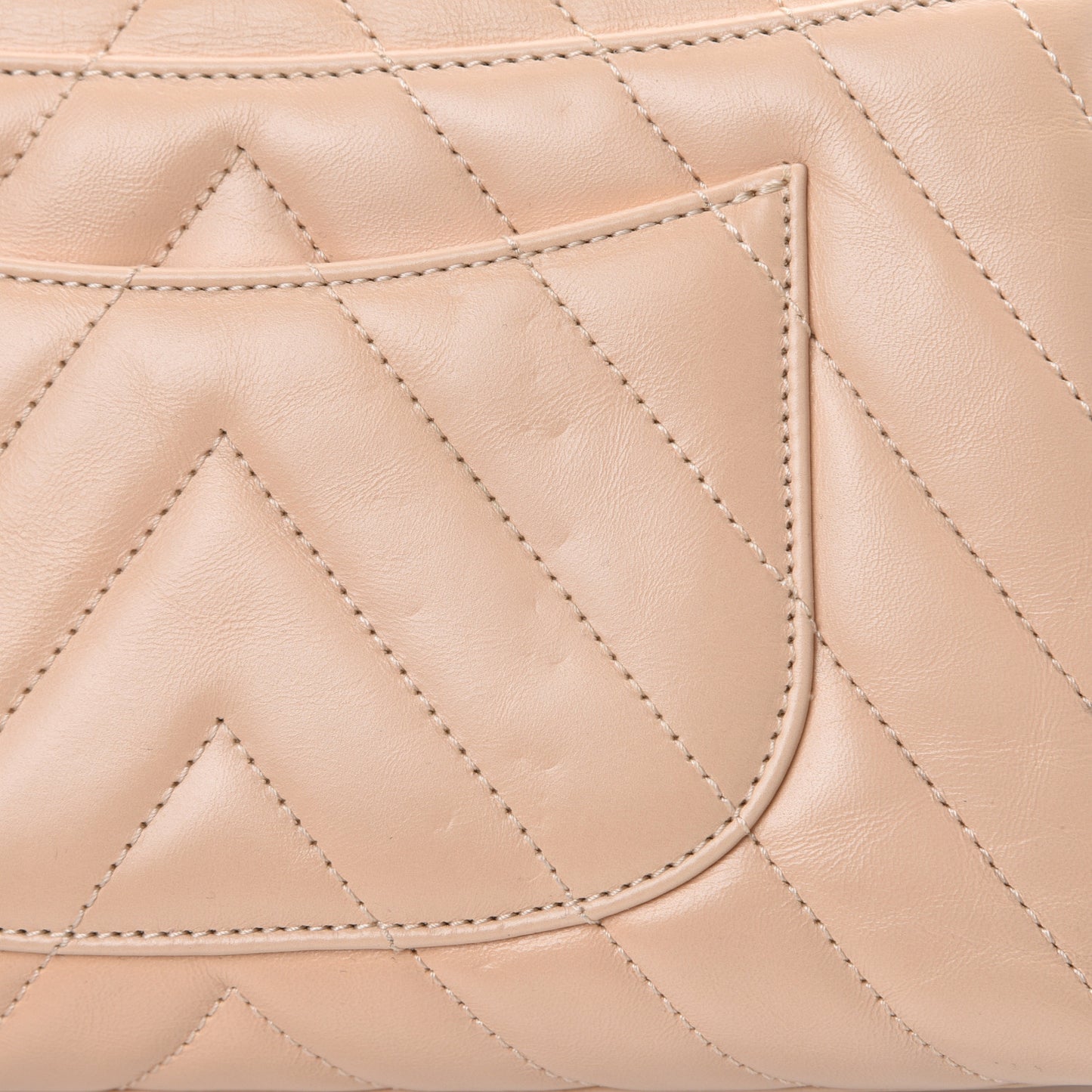 Calfskin Chevron Quilted Mini Coco Handle Flap Beige