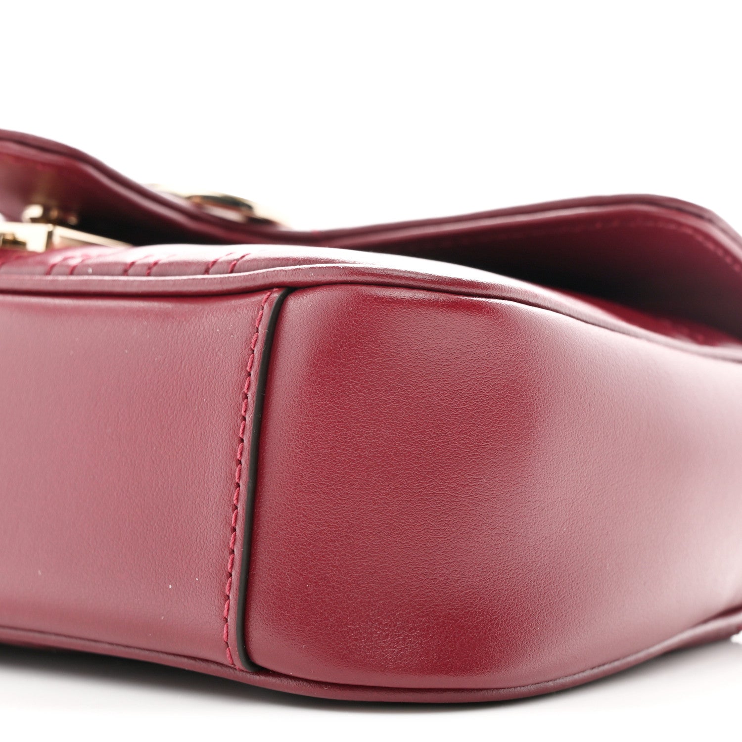 Gucci Calfskin Matelasse Mini GG Marmont Shoulder Bag Rosso Ancora 10 of 11