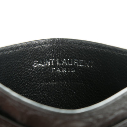 Saint Laurent Calfskin Crocodile Embossed Monogram Credit Card Case Black 6 of 7