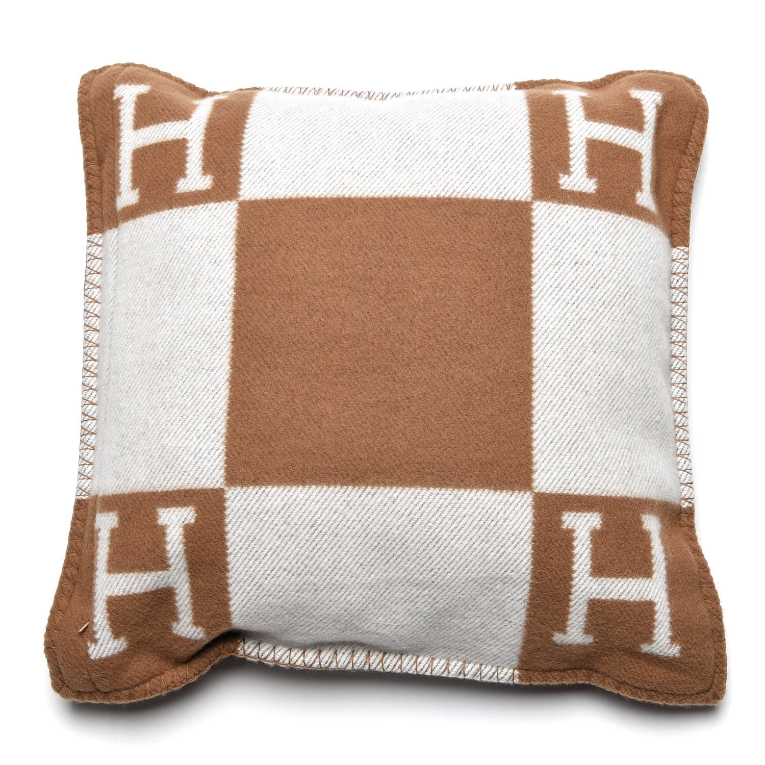 Hermes Wool Cashmere Avalon Pillow PM Ecru Camel 4 of 5