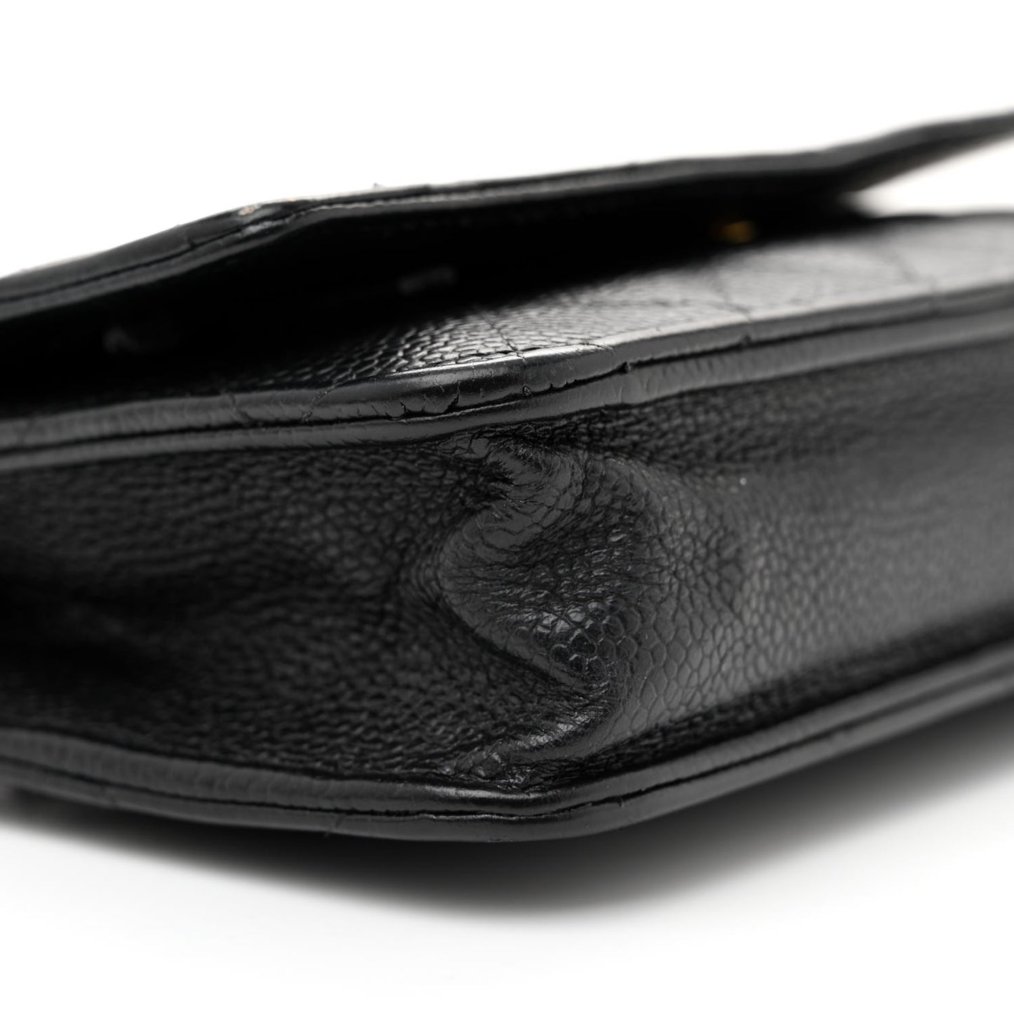 Caviar Quilted Wallet on Chain WOC Black