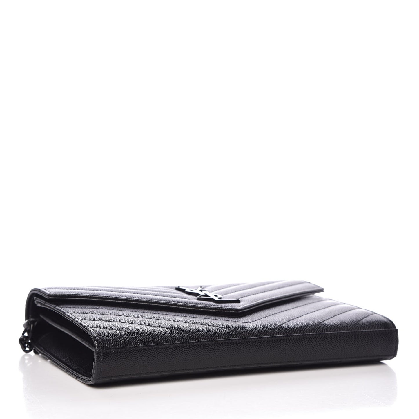 Grain De Poudre Matelasse Chevron Monogram Chain Wallet Black