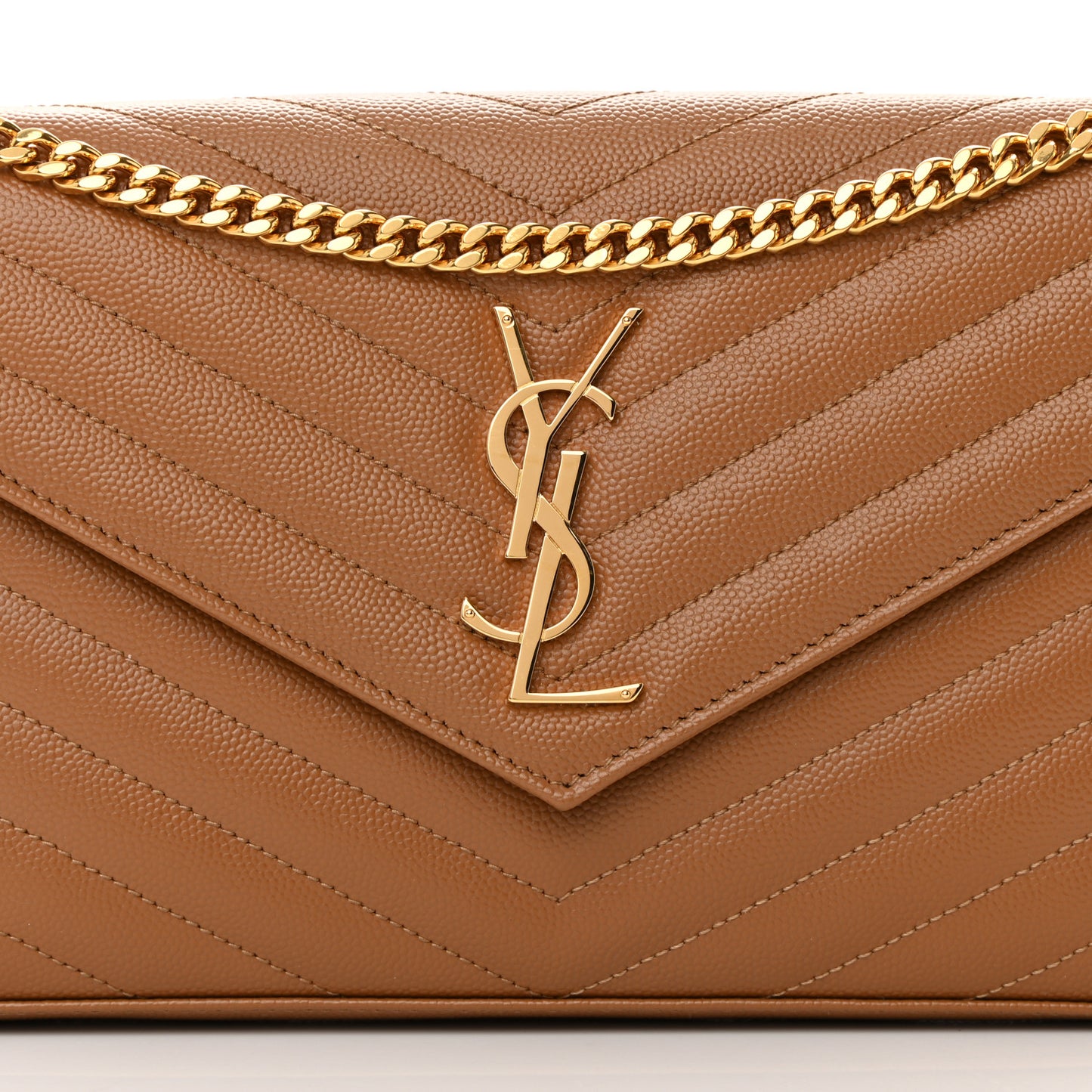 Grain De Poudre Matelasse Chevron Monogram Chain Wallet Dark Natural