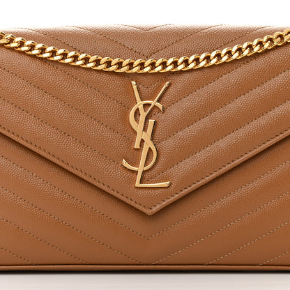 Saint Laurent Grain De Poudre Matelasse Chevron Monogram Chain Wallet Dark Natural 8 of 11
