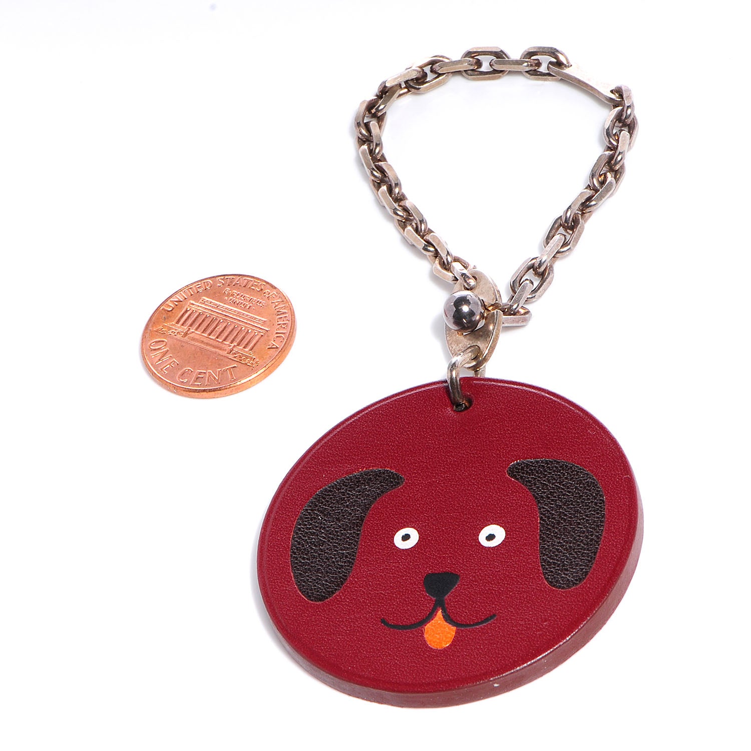 Hermes Veau Box Dog Key Chain Bag Charm Rouge H 2 of 5