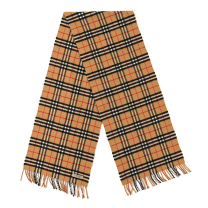 Burberry Wool Cashmere House Check Fringe Scarf Camel 2 of 4