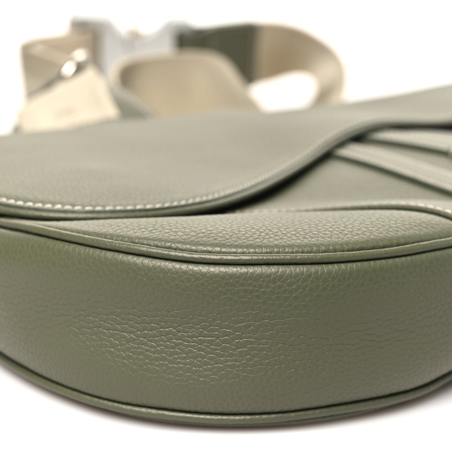 Grained Calfskin Mens Maxi Saddle Bag Olive