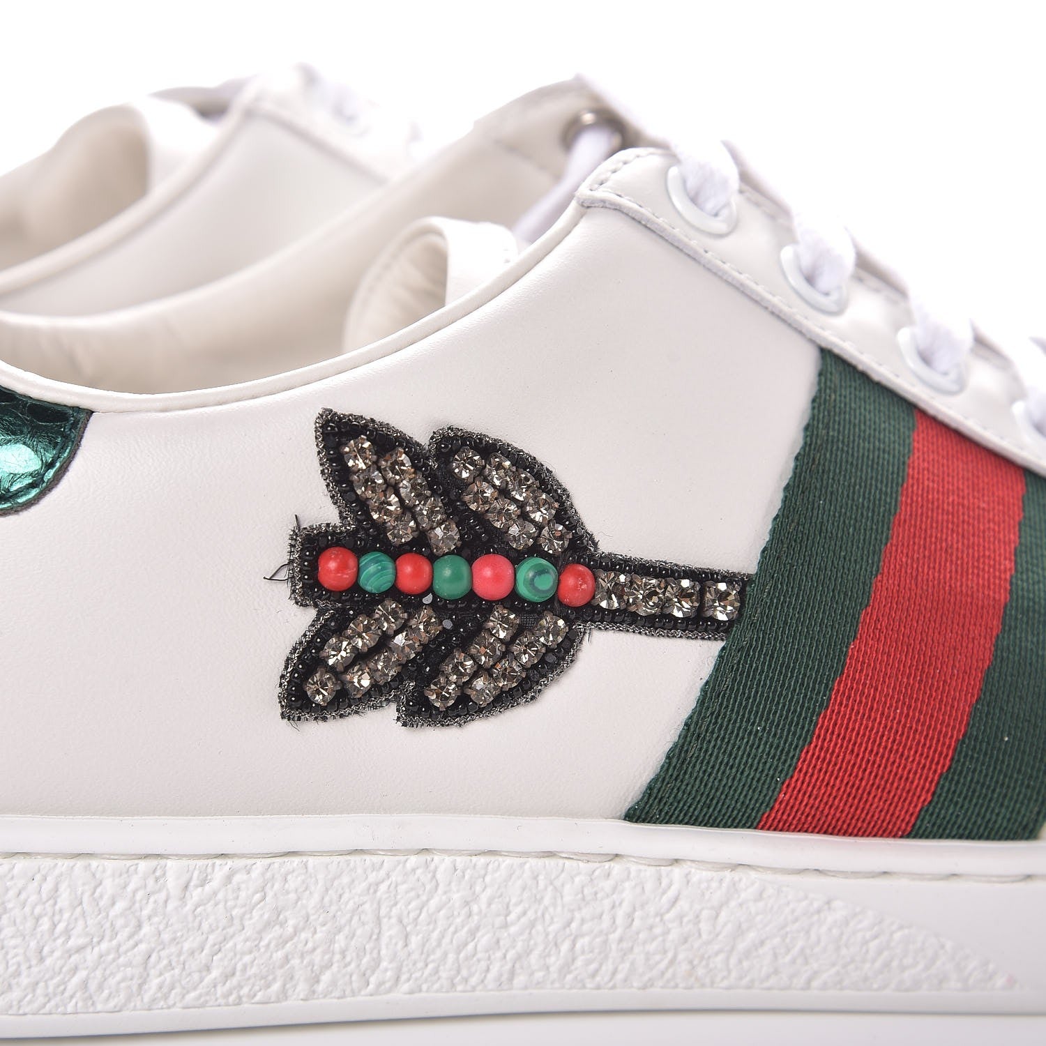 Gucci Calfskin Web Studded Arrow Ace Sneakers 36.5 White 10 of 12