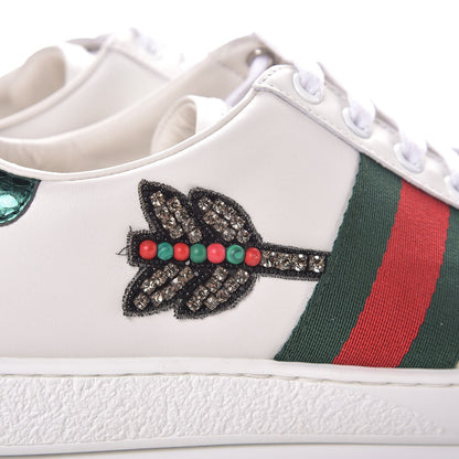 Gucci Calfskin Web Studded Arrow Ace Sneakers 36.5 White 10 of 12