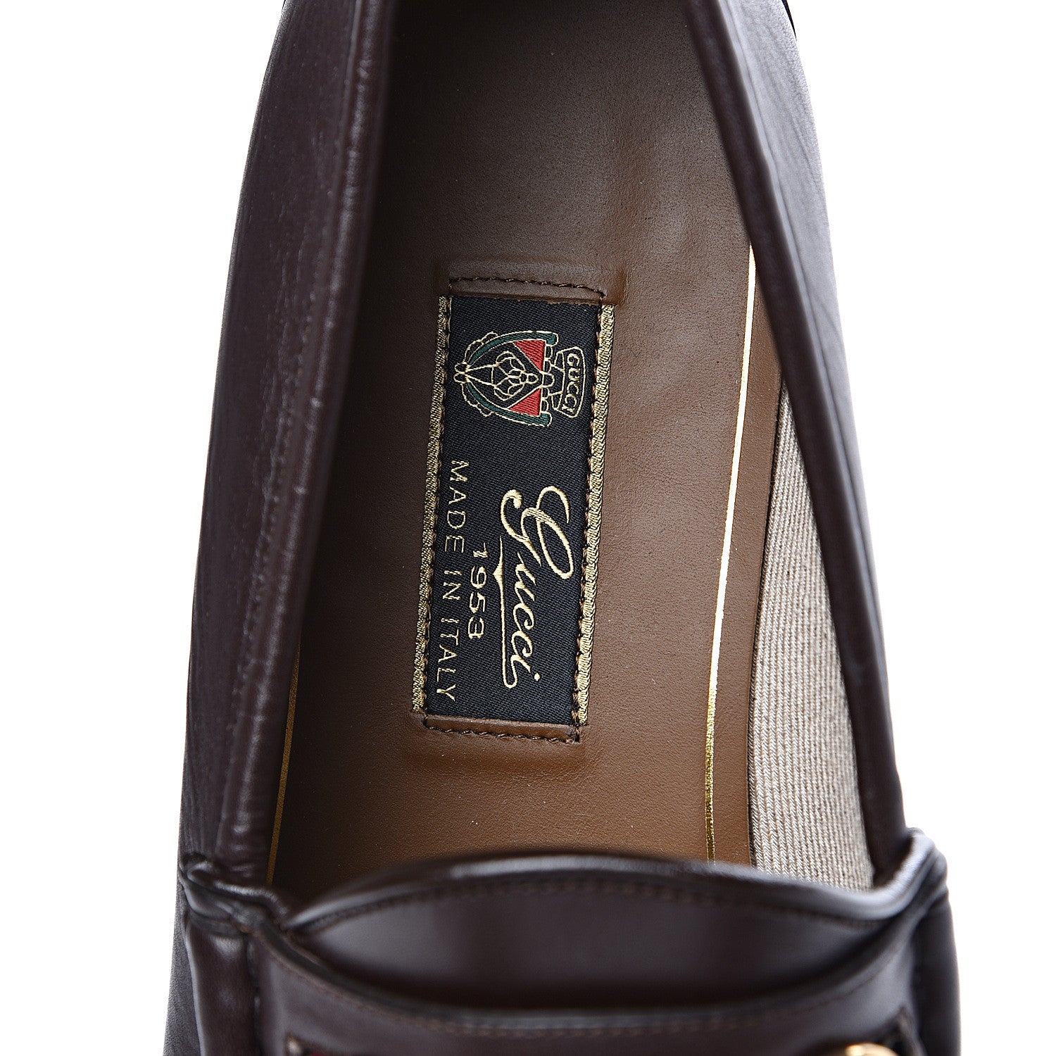 Gucci Calfskin Cirano Lux Web Mens 1953 Horsebit Loafers 8.5 Brown 6 of 8