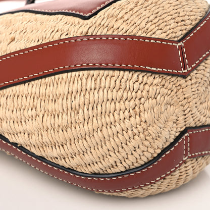 Chloe Raffia Calfskin Small Basket Sepia Brown 9 of 10