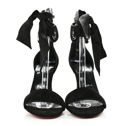 Christian Louboutin Veau Velours Silk Bow Torrida Alta 100 Sandals 39 Black 2 of 9