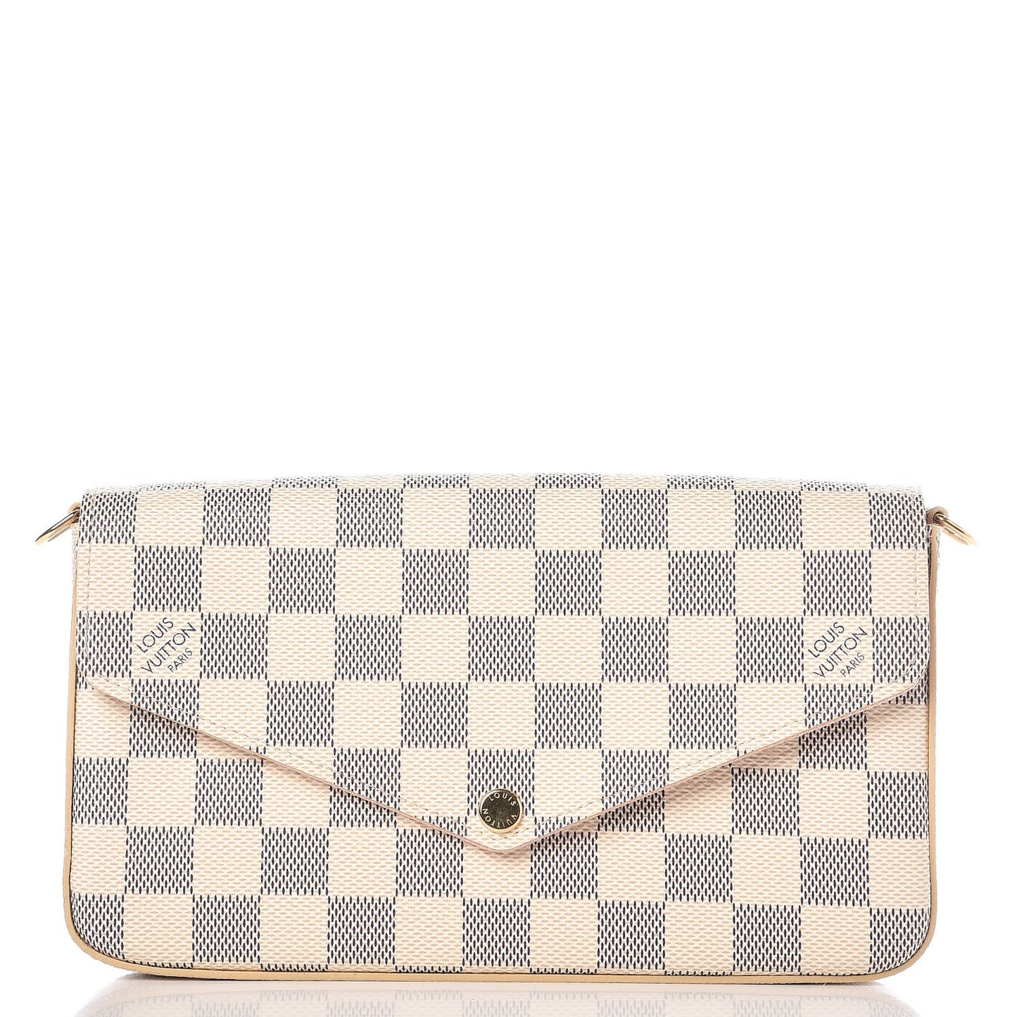 Damier Azur Pochette Felicie Chain Wallet Rose Ballerine