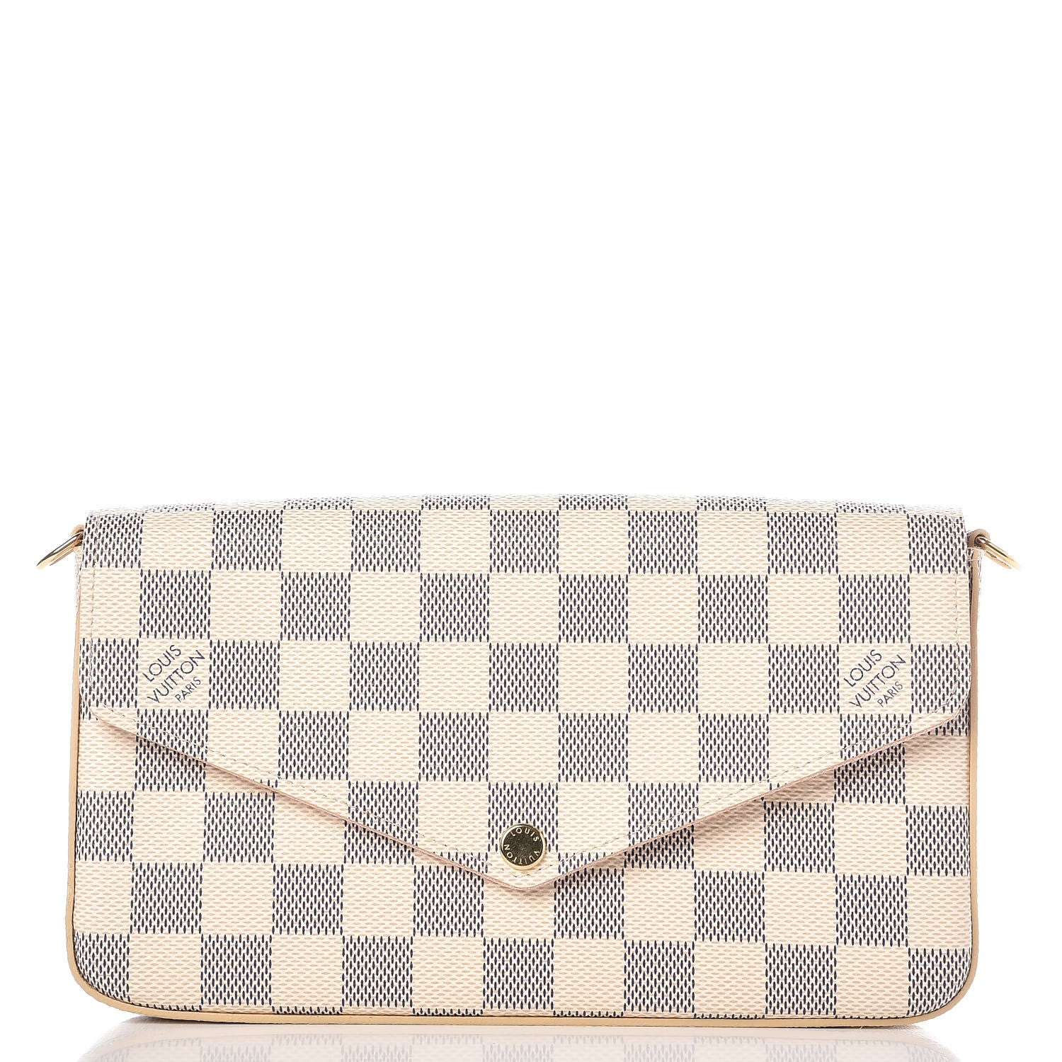 Louis Vuitton Damier Azur Pochette Felicie Chain Wallet Rose Ballerine 1 of 10