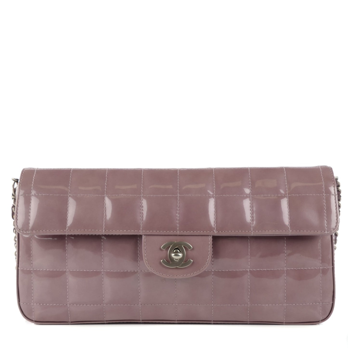 Patent Quilted East West Chocolate Bar Flap Light Purple