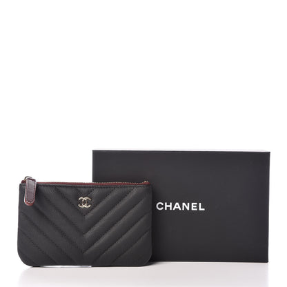 Chanel Caviar Chevron Quilted Small Cosmetic Case Black 10 of 10