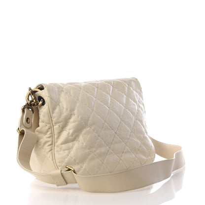 Chanel Crumpled Grained Calfskin Coco Pleats Messenger Flap Ivory 2 of 9