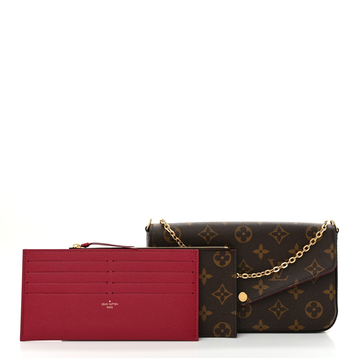 Monogram Pochette Felicie Chain Wallet Fuchsia