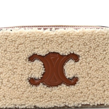 Celine Shearling Calfskin Cuir Triomphe Mini Camera Shoulder Bag Natural Tan 7 of 10
