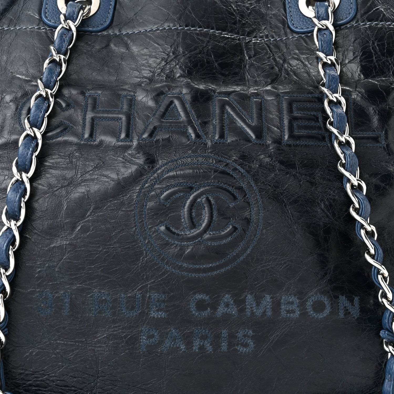 Chanel Glazed Calfskin Large Deauville Tote Blue 8 of 11