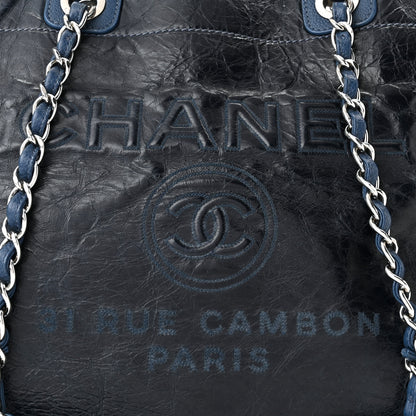 Chanel Glazed Calfskin Large Deauville Tote Blue 8 of 11