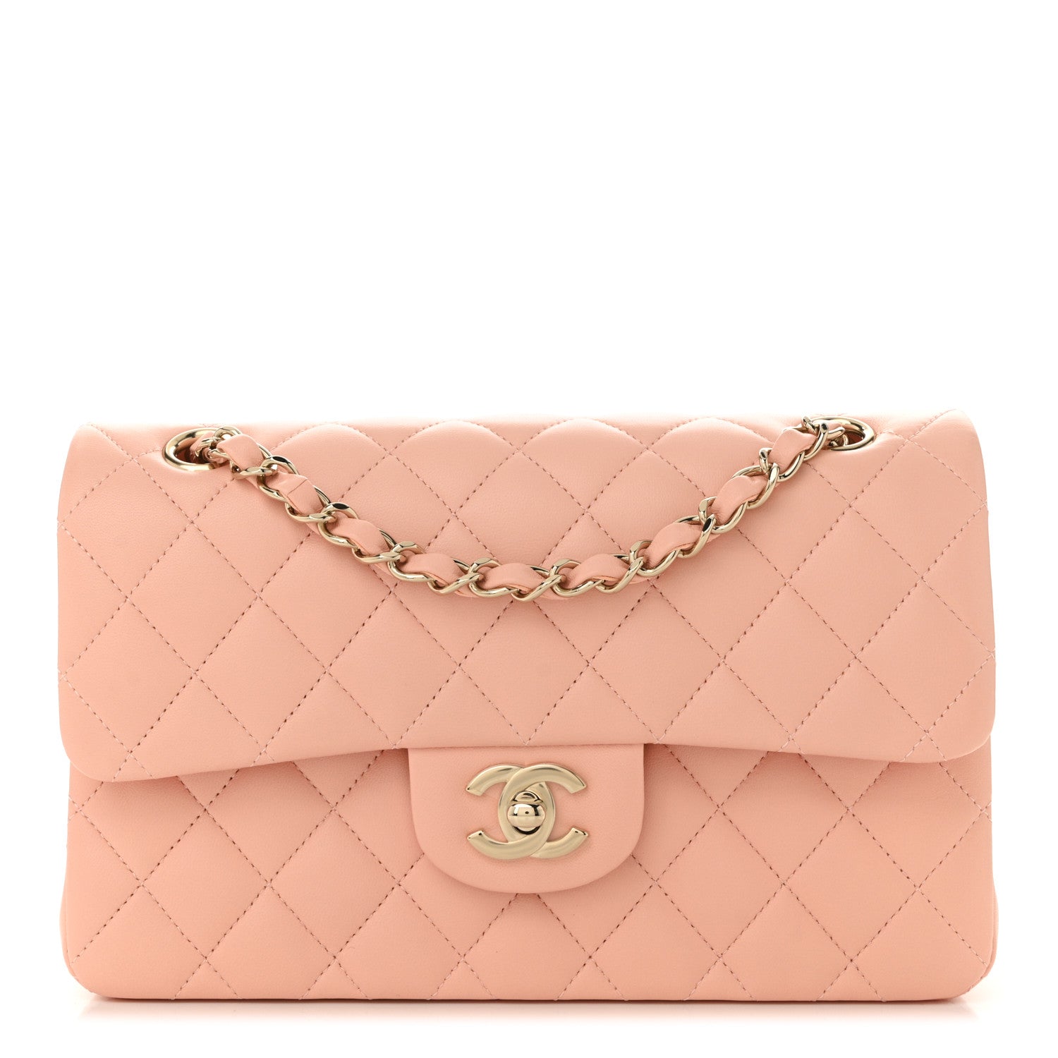 Chanel Lambskin Quilted Small Double Flap Light Orange 1 of 11