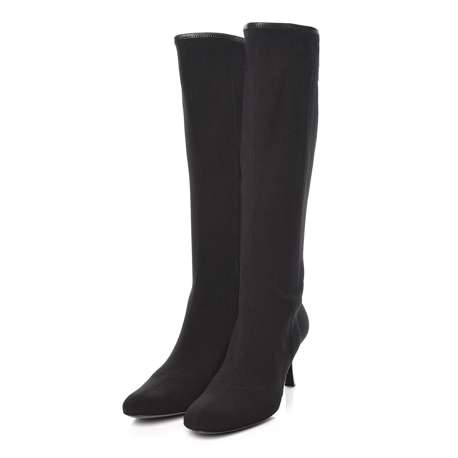 Gucci Canvas Web D Ring Knee High Boots 39.5 Black 3 of 13