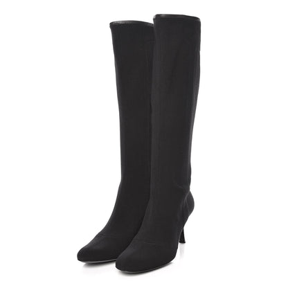 Gucci Canvas Web D Ring Knee High Boots 39.5 Black 3 of 13