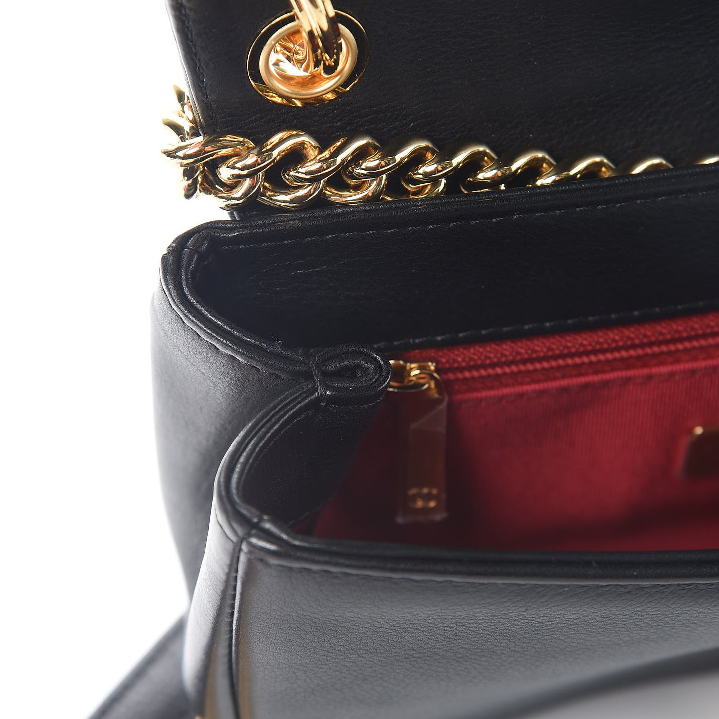 Calfskin Quilted Small Underline Flap Black