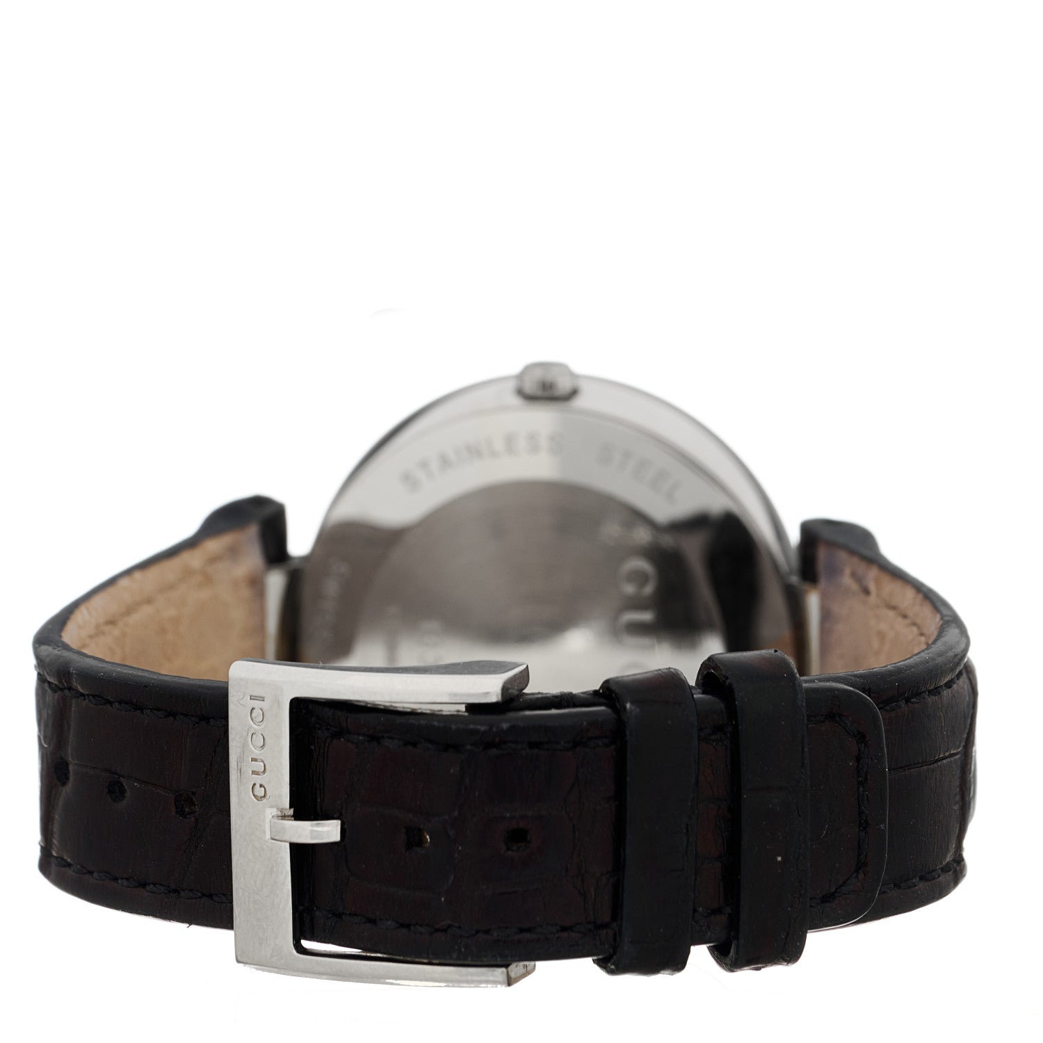 Gucci Stainless Steel Alligator Diamond 37mm Interlocking G Quartz Watch Black 3 of 4