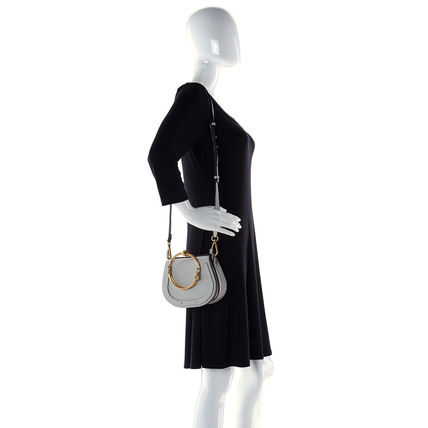 Calfskin Suede Small Nile Bracelet Bag Airy Grey