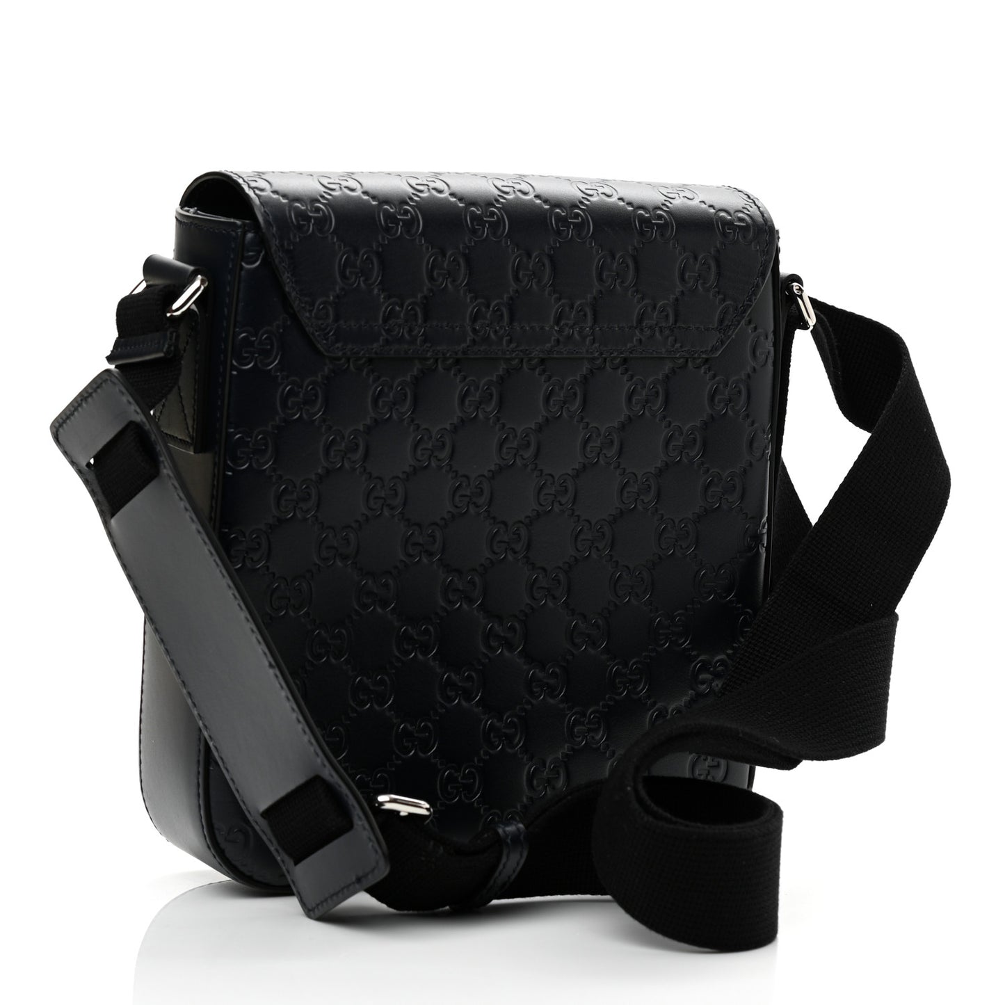 Guccissima Signature Single Buckle Flap Messenger Bag Navy